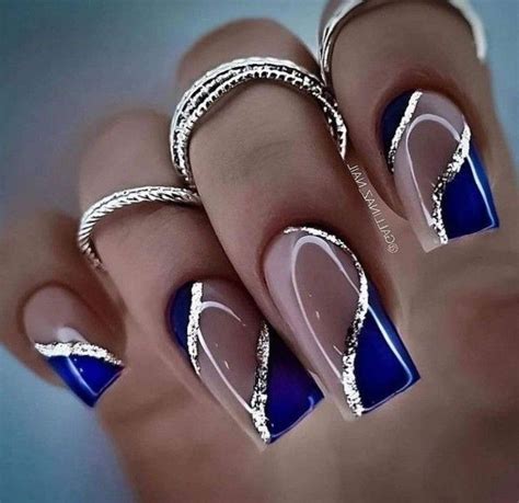 Pin By Christella Oj On Ongles Blue Gold Nails Blue Wedding Nails