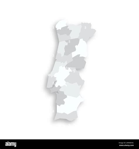 Portugal Mapa Pol Tico De Divisiones Administrativas Distritos Gris