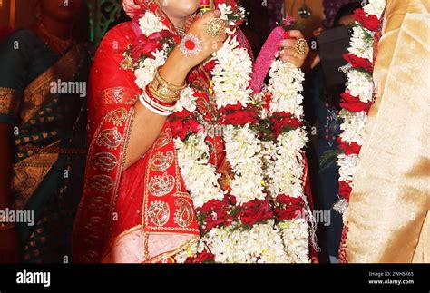 Traditional Indian Bengali Hindu Wedding Rituals And Bengali Bride With Traditional Clothing