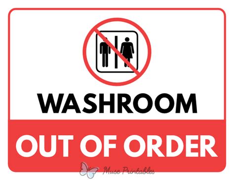 Printable Washroom Out Of Order Sign