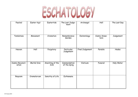 AQA RE Spec B - Catholic Christianity - Eschatology Sheet | Teaching ...