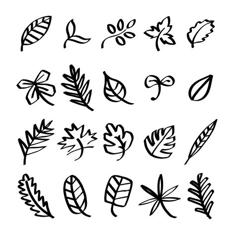 Collection Of Leaf Doodles Illustration Download Free Vectors