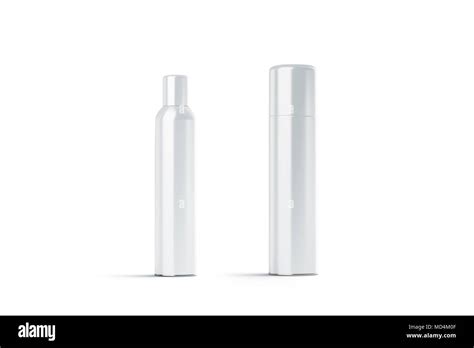 Blank White Plastic Closed Hairspray Bottle Mockups 3d Rendering Empty Deodorant Aerosol Mock