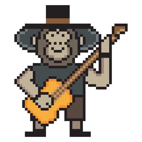 Mono Toca La Guitarra Con Pixel Art Sobre Fondo Blanco 11508059 Vector