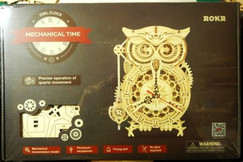 Horloge Hibou puzzle bois 3D Rokr de Glénans