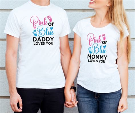 Gender Reveal Shirts Svg Pink Or Blue Mommy Loves You Gender Etsy