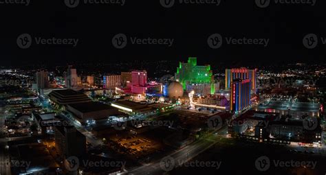 Aerial view of the skyline of Reno Nevada USA at night. 16698591 Stock ...