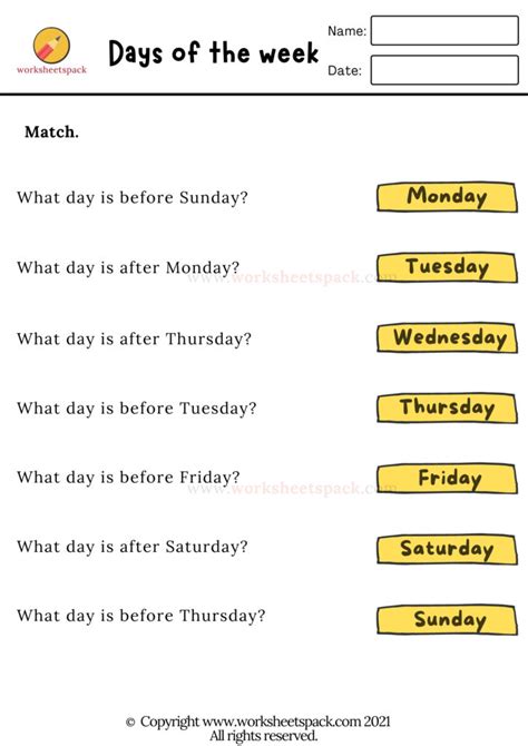 Printable Days Of The Week Free The Mum Educates Worksheets Library