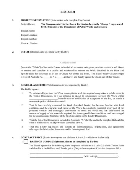 Construction Bid Contract Template