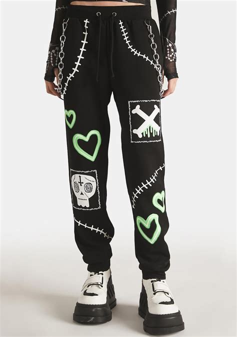 Dolls Kill X Broken Brainz Drawstring Graphic Chain Link Jogger