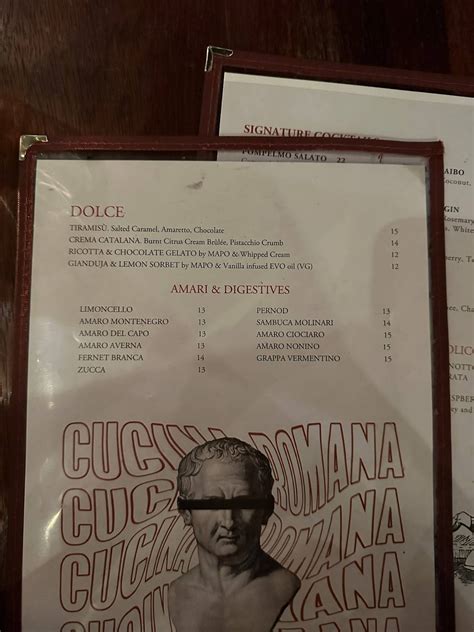 Menu At Cicerone Cucina Romana Restaurant Surry Hills