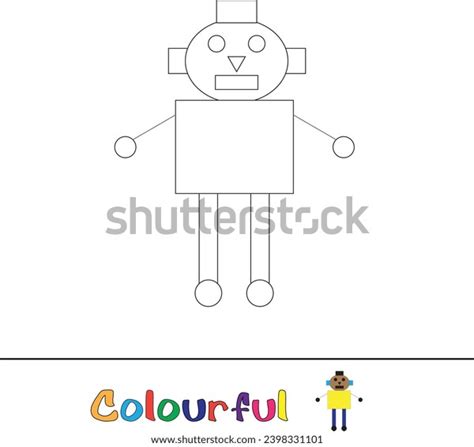 Basic Coloring Activity Simple Shapes Robot Stock Vector (Royalty Free ...