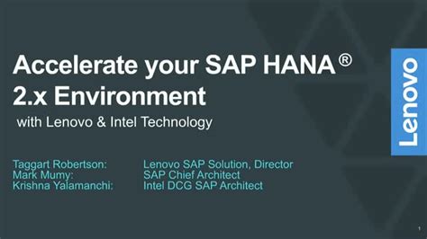 Accelerate Your Sap Hana 2x Environment With Intel And Lenovo Technology