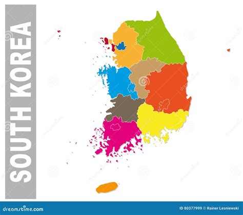 Colorful South Korea Administrative And Political Map Stock Vector