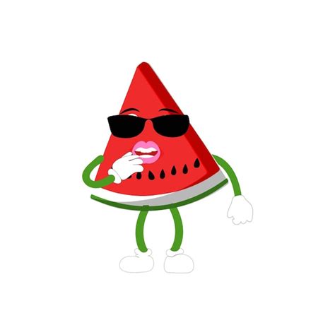 Premium Vector Funny Watermelon Slices Characters With Cartoon Smile