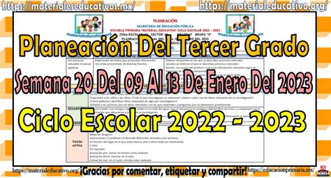 Planeación del tercer grado de primaria de la semana 17 del 09 al 13 de