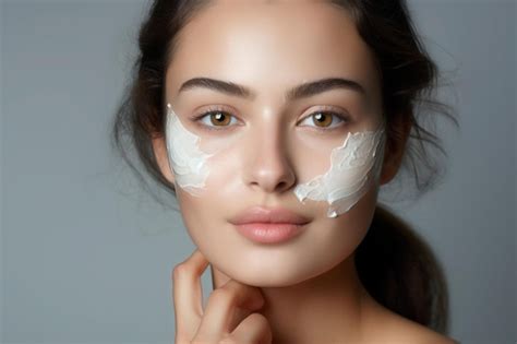 Premium Ai Image Beautiful Woman Applying Moisturizer Cream On Her