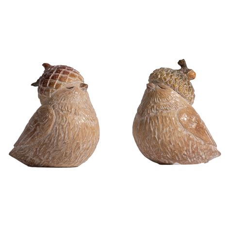 Melrose Set Of Bird With Acorn Hat Fall Harvest Tabletop Figurines