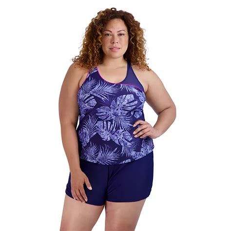 Plus Size Zeroxposur Marble Upf 30 Highline Tankini