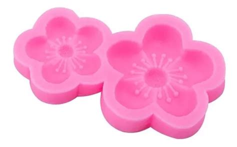 Molde Silicona 2 Flores De Cerezo Fondant Porcelana Fria