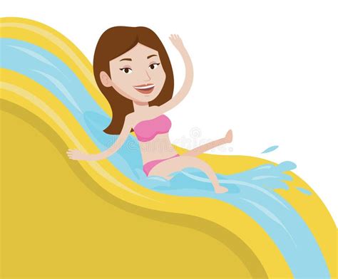 Girl Riding Down Water Slide Stock Illustrations 24 Girl Riding Down