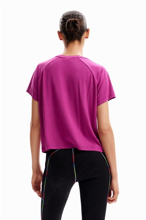 Desigual Mesh Sport T Shirt Fuchsia Manelsanchez