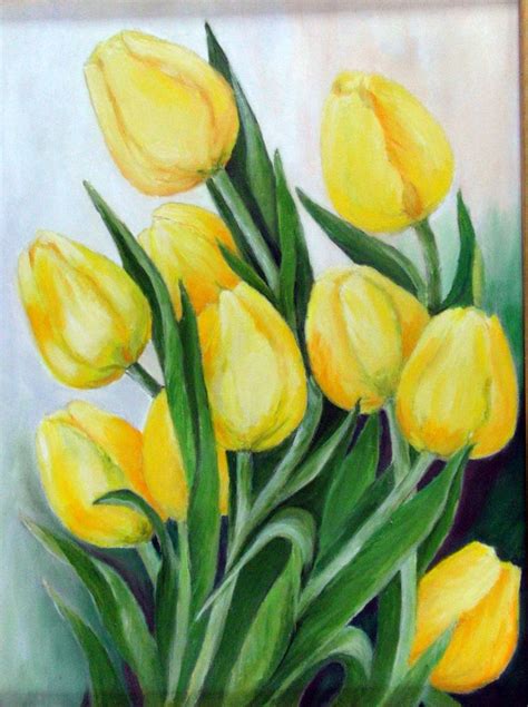 Żółte tulipany Tulip painting Floral watercolor Flower art