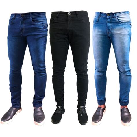 Kit 3 Peças Calças Jeans Masculina Lycra Elastano Slim Fit Promoção