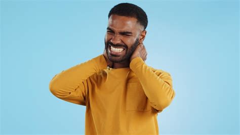 Premium Photo Neck Pain Stress And Man In Studio Frustrated With