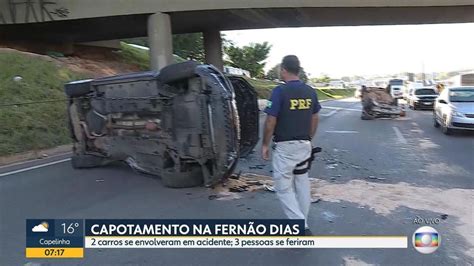 Acidente na Rodovia Fernão Dias deixa três feridos em Contagem na