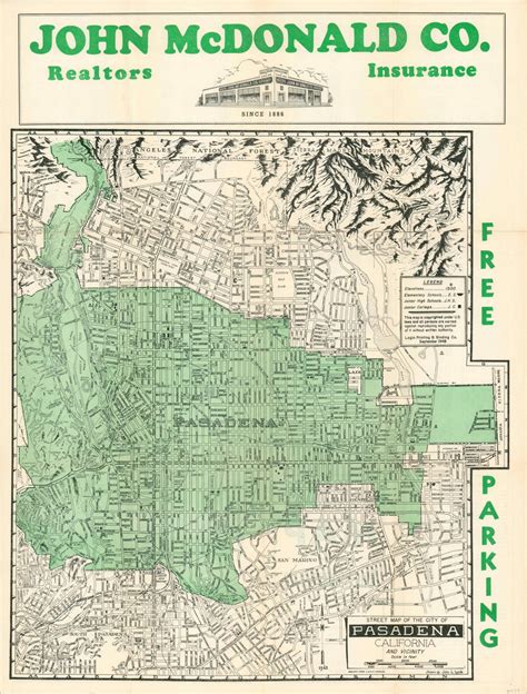 Street Map of the City of Pasadena California and Vicinity - Curtis ...