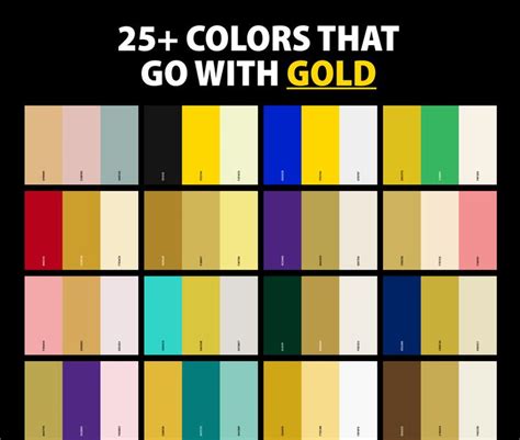 25 Best Colors That Go With Gold Gold Color Palettes Gold Color