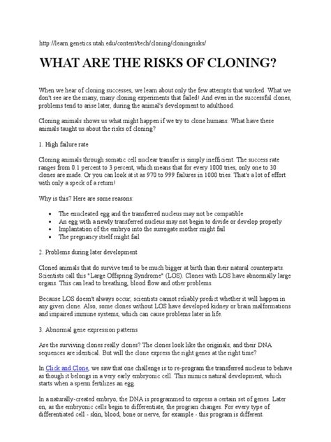 What Are the Risks of Cloning | Cloning | Telomere