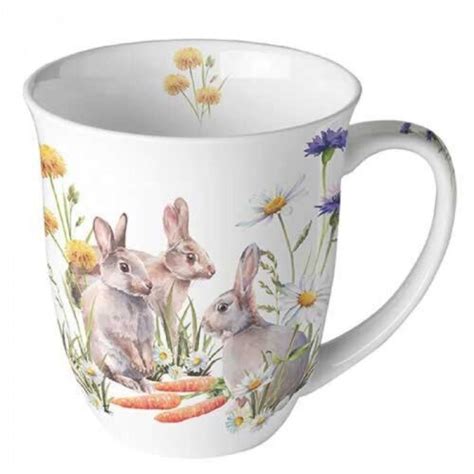 Ambiente Kaffeetasse Teetasse Becher L Ostern Hasen Blumen Fine Bone