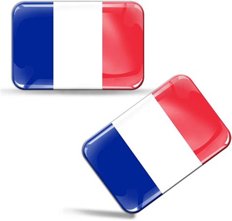 2 X 3D Domed Silicone Stickers Decals France National French Flag Car