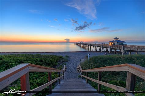 Juno Beach Pier Early Morning Blue Sunrise Hdr Photography By Captain