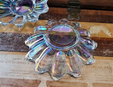 Bowls Clear Iridescent Celestial Federal Glass Company Vintage Etsy