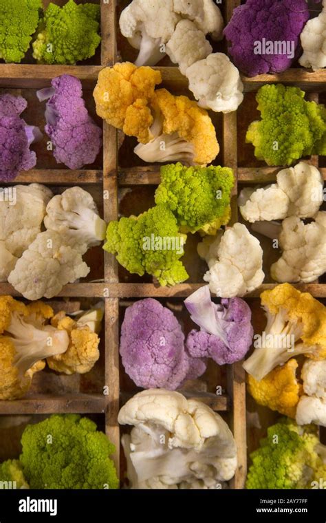 The Colors Of Cauliflower Stock Photo Alamy