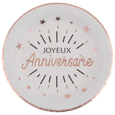 Assiette Anniversaire Etincelant Rose Cm Sachet De