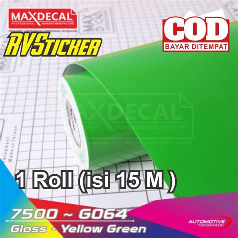 ROLL Sticker HIJAU 064 Glossy Maxdecal 1 Roll Isi 15 Meter Tinggi 45