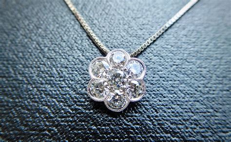 Ct White Gold Diamond Daisy Cluster Pendant Flower Etsy