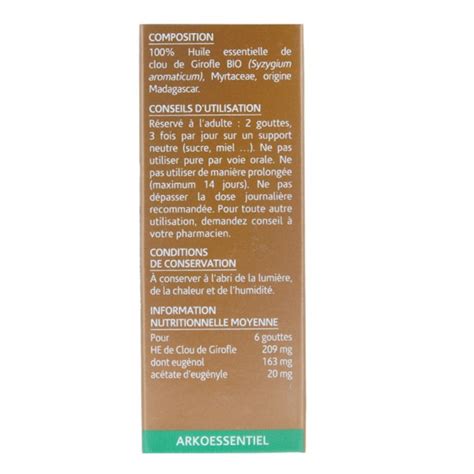 Arkopharma Huile Essentielle De Clou De Girofle Bio N13 5 Ml