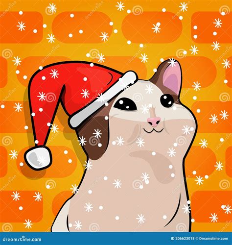 POP cat meme New Year stock vector. Illustration of vector - 206623018