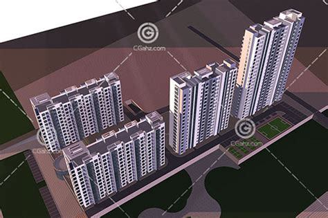 现代高层住宅小区3d模型下载 Cg爱好者网免费cg资源ae模板3d模型分享平台