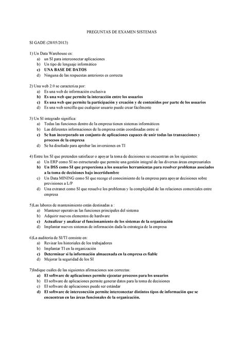 Preguntas De Examen Sistemas Preguntas De Examen Sistemas Si Gade 28