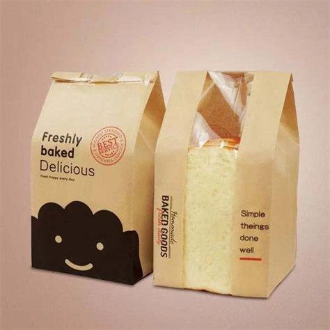 Custom Takeaway Brown Kraft Food Packaging Bakery Bread Paper Bag With