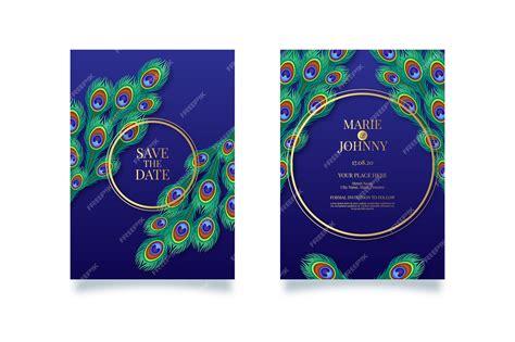 Free Vector Peacock Concept For Wedding Invitation