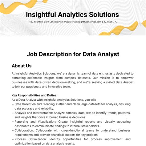 Free Job Description For Data Analyst Template Edit Online And Download