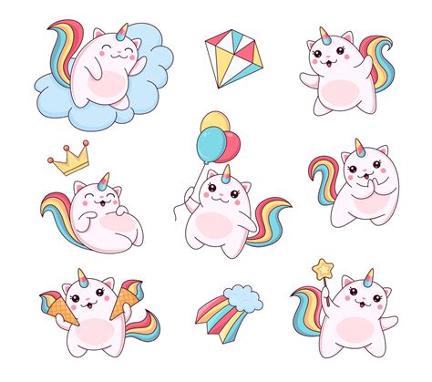 Cartoon Cute Caticorns Funny Unicorn Cats Kittens 46637513 Vector Art