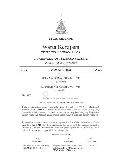 Warta Kerajaan Negeri Selangor Negeri Selangor Warta Kerajaan